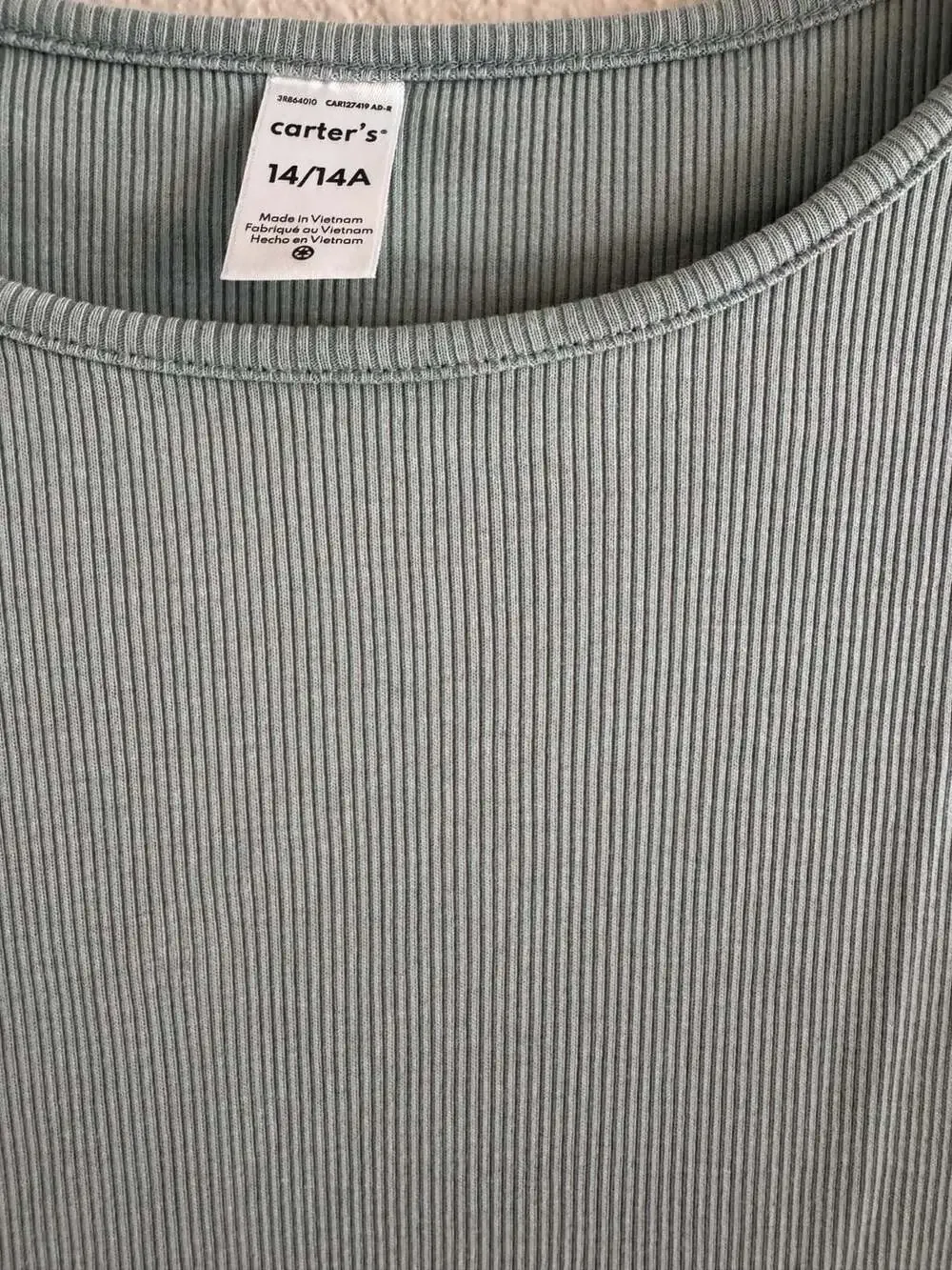 Carter’s Girls Sage Green Ribbed Tulle Dress Size 14/14A